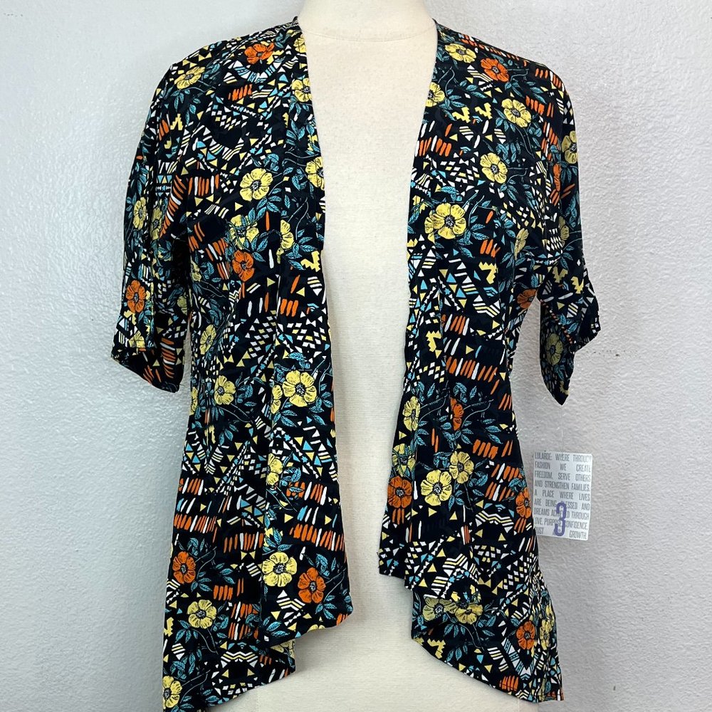 LulaRoe Bianka Cardigan Girls Size 3 (10-12) Floral Print Kimono Jacket Flowy